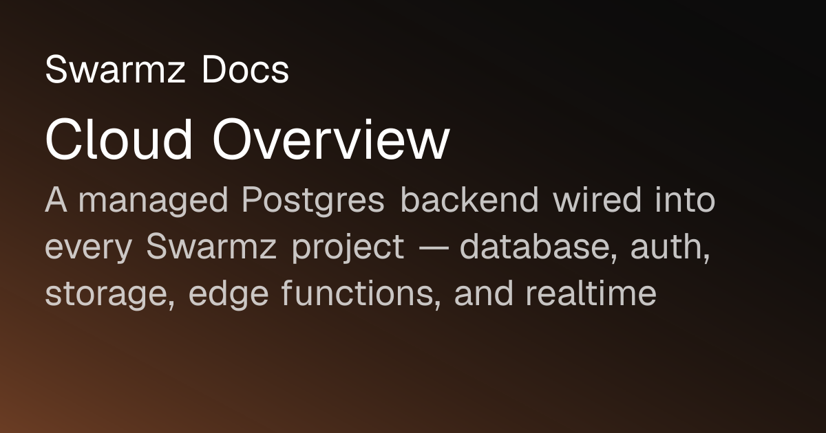 Cloud Overview · Swarmz Docs